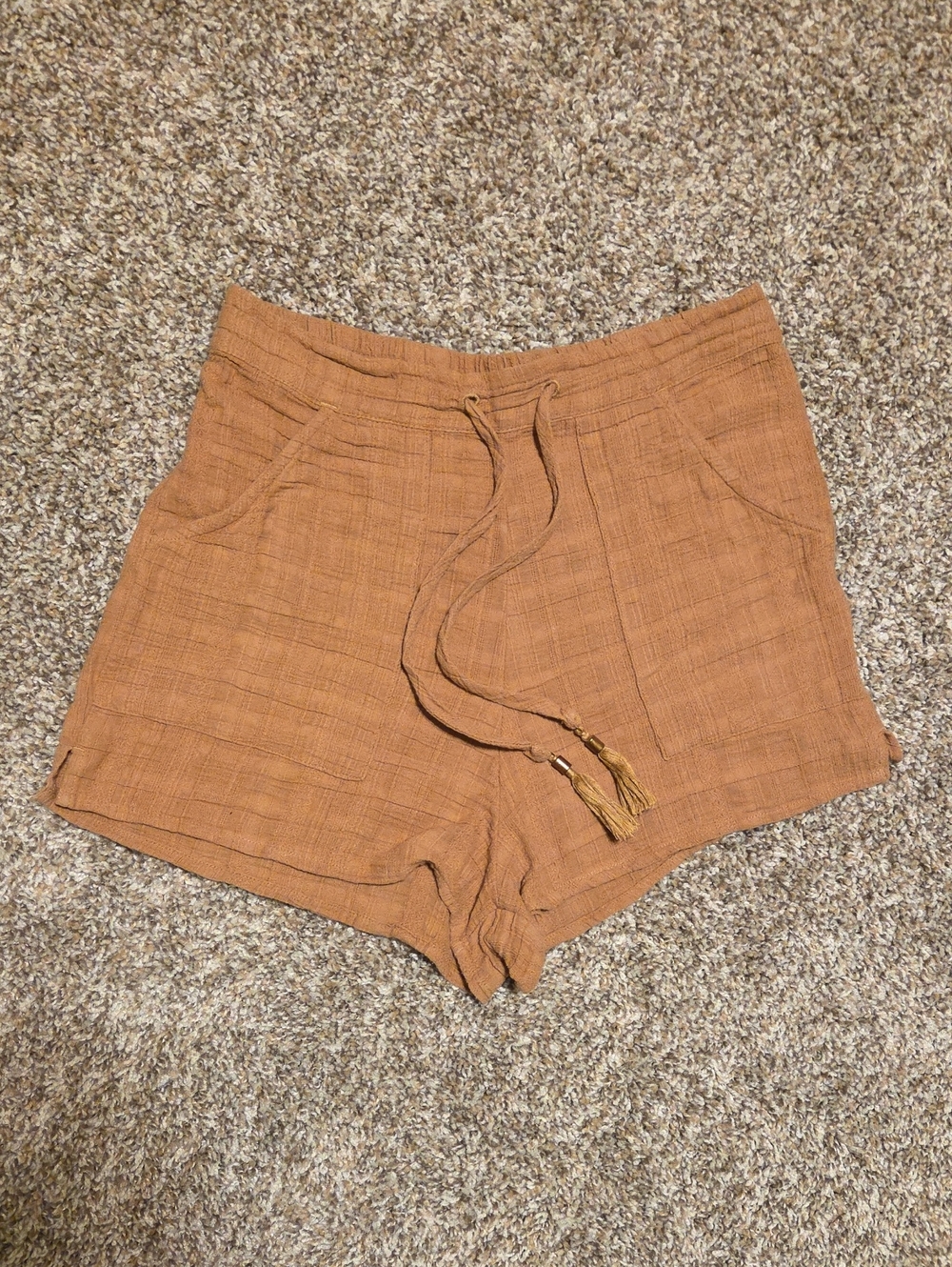 L*SPACE 100% Cotton Gauze Tan Pull On Shorts